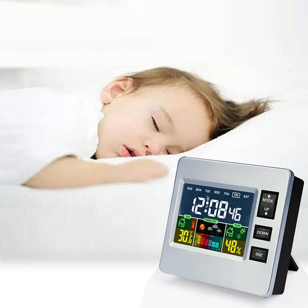Wireless Weather Station Alarm Clock Indoor Thermometer Temperature Temp. Humidity Meter for Home Office