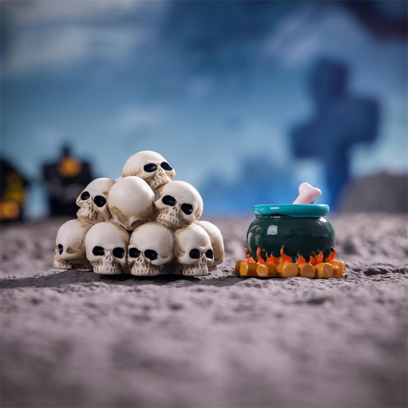 Kreativní Halloweenské Hororové Kostra Rakev Mikro Krajinné Ozdoby Party Rekvizity Dekorace na Stůl do Auta DIY Pryskyřičné Doplňky Dárky
