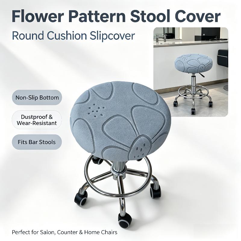 Stretch Round Chair Cover Elastic Thickened Bar Stool Slipcover 1Pcs Washable Anti-scratch for Cafe Office Kitchen Use