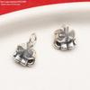 Sterling Silver Elephant & Leaf Double Charm Beads with OT Clasp for DIY Jewelry