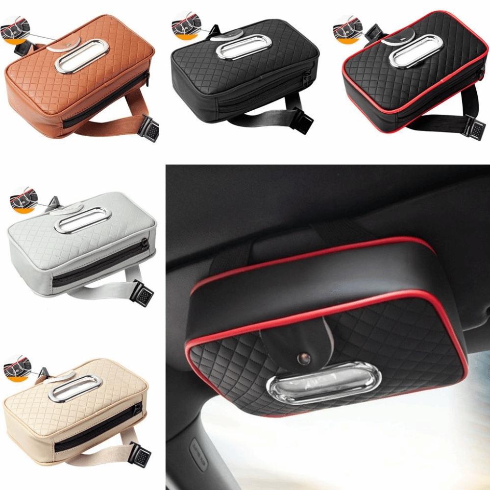 Thickened Car Visor Tissue Box PU Leather Backseat Tissue Case Car Interior Accessories