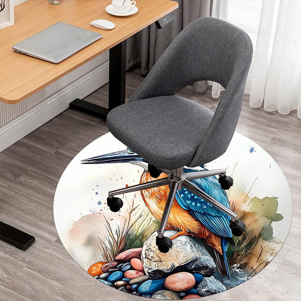 

1 шт. Коврик для стула Круглый ковер с рисунком зимородка - Нескользящий, Напольный коврик для офиса, спальни и декора помещений -1002035 80cm by 80cm