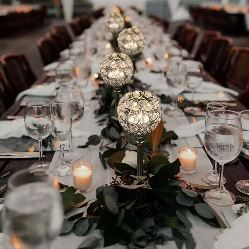 Porte-bougies romantiques en cristal doré, artisanat en métal, candélabre, dîner aux chandelles