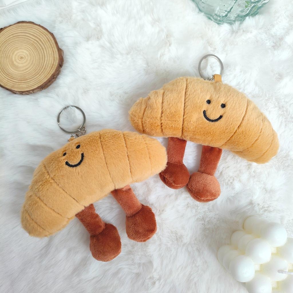 Small Gift Cute Cartoon Croissant Plush Pendant Soft Bread Doll Keychain Backpack Bag Decor Ornament