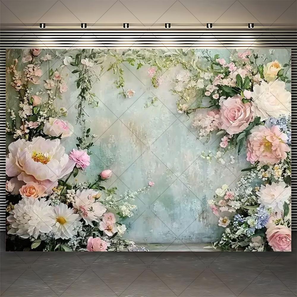 Floral Flower Wall Photoshoot Backdrop Wedding Bridal Shower Engagement Ceremony Party Photography Background Photo Studio Props