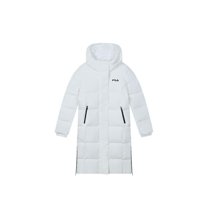 FILA FW23 Long Fashion Casual Loose Hooded Down Jacket Women outerwear Standard-White F11W349924F