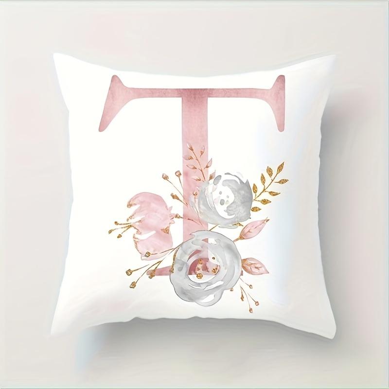 Abc Letter Floral Alphabet Decorative Pillow Cover Indoor Outdoor Party Farmhouse Home Decor Peach Skin Monogram Aesthetic Art