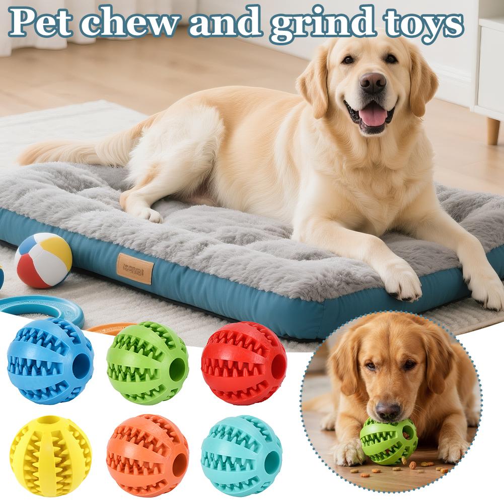 Newly upgrade Dog Food Ball Pet Dog Toy Interactive Rubber Balls for Small Large Dogs Puppy Cat Chewing Toys Pet Tooth Cleaning