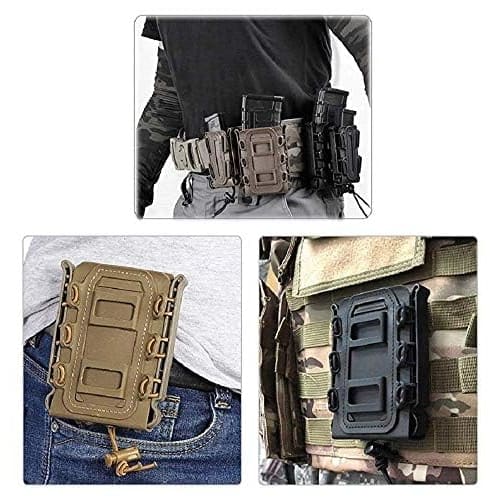 Nexxxly 5.56/7.62 Magazine Pouch, MOLLE Compatible, Open-Top M4/AK48 Magazine, Tactical, Military, Airsoft (Black (2 5.56mm Magazines))