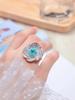 Indifferent Style Niche Design Light Luxury Paraiba Gemstone Blue Crystal Open Index Finger Ring for Women