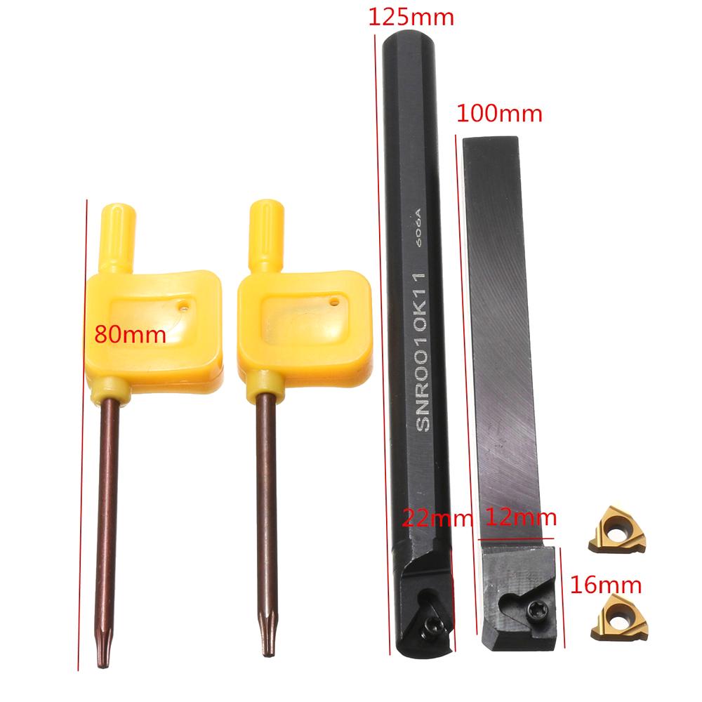 SER1010H11/SNR0010K11 Lathe Inner Threading Turning Tool Holder + 2Pcs Carbide Inserts + 2 Wrenches