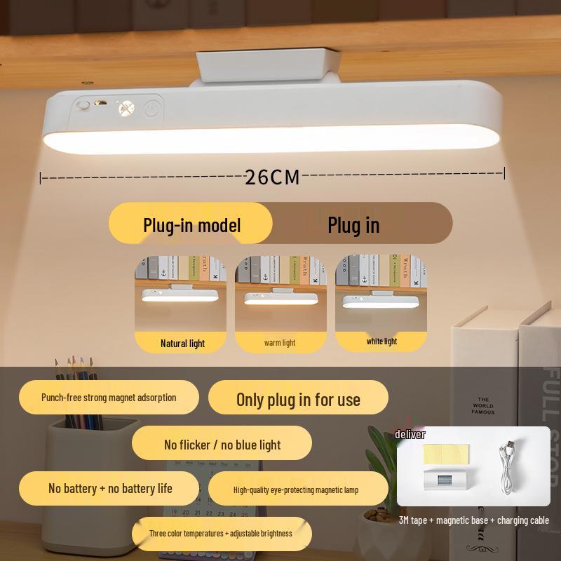 Rechargeable Dual-Purpose Desk Lamp with Eye Protection, Remote Control, and Adjustable Three-Color Temperature