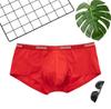 Men's Red Low-Waist Cotton Sport Boxer Briefs - Stylish, Breathable, and Comfortable.
