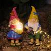 Solar Dwarf Elf Statue with Light Resin Glow Elf Figurines Waterproof Art Crafts Christmas Gifts Garden Decor for Courtyard Yard