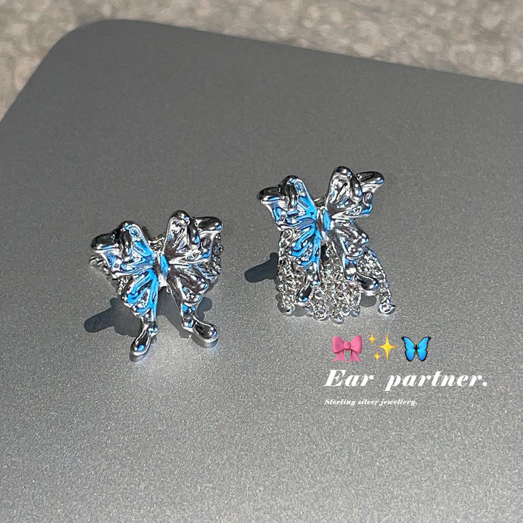 Vielseitige asymmetrische Schmetterlingsstecker Ohrringe Damen super Fee süß ins Wind Quastenohrringe leichter Luxus High-End Ohrringe