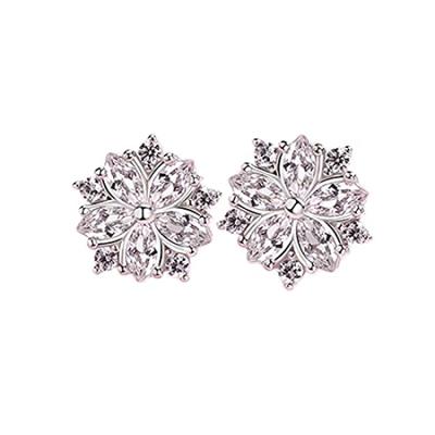 Sakura Gift for Platinum 925 Metal Clear [Glam Jewelry] Earrings, Women, Popular, Simple, Finish, Silver, Allergic,