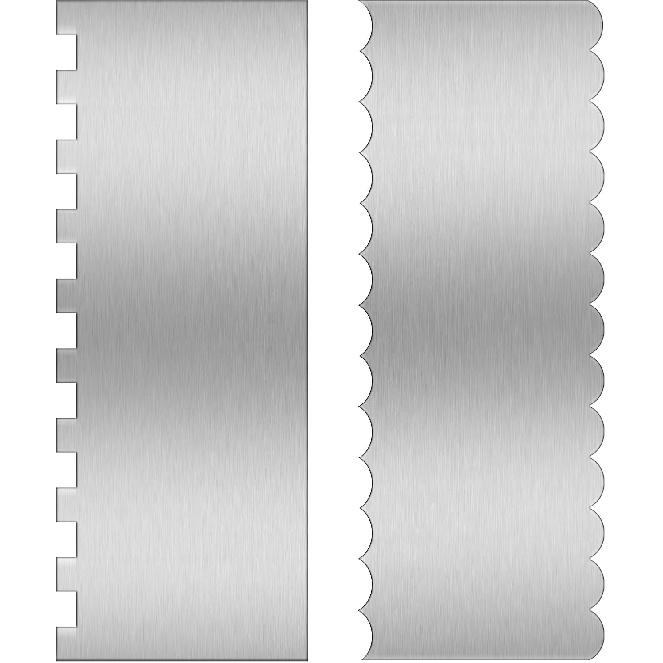 9 Inch Stainless Steel Cake Scraper Set Metal Cake Scraper Large Double Sided Patterned Stripe Edge Scraper Smoother, Cake Smoother Scraper for