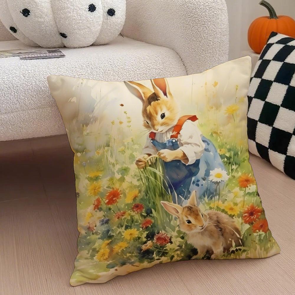 Classic Cute British PPeter Rabbit Cushion Cover Throw Pillow Cover Hidden Button Durable Polyester Chair Cushion