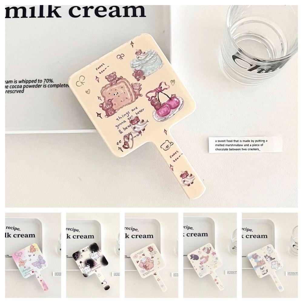 

Plastic Cartoon Mirror Decorative Portable Mirror Simple Handheld Mirror Children style 2