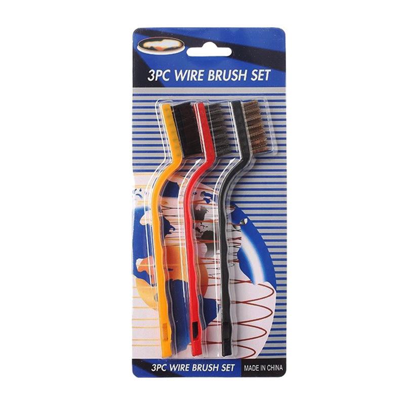 Japanese Stove Cleaning Brush Set: 3-Piece Steel Wire Brushes for Rust Removal and Polishing