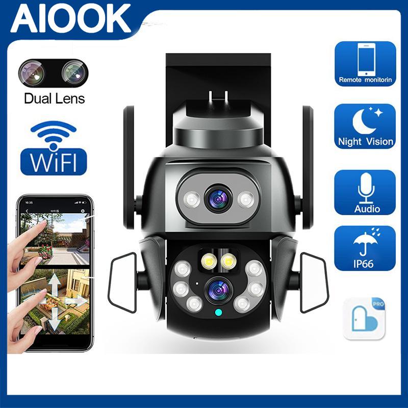 

AIOOK CCTV Wi-Fi камера Беспроводной мониторинг видеонаблюдения Открытый IP-безопасность 4K 8MP PTZ Отслеживание движения Полноцветный двунаправленный домофон
