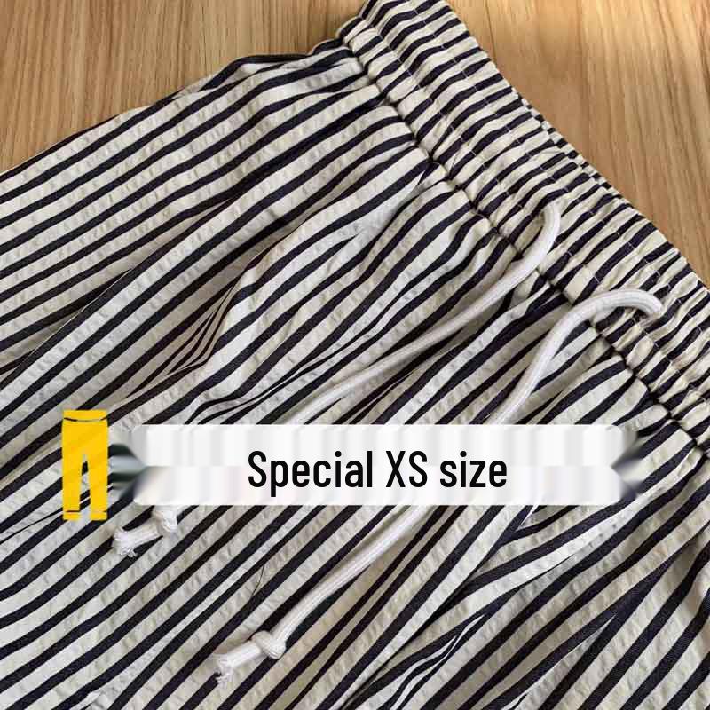 Women's Petite Retro Striped Wide-Leg Pants - Summer Casual Slimming Straight-Leg Style