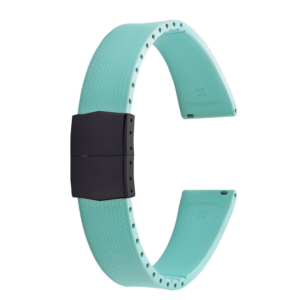 20mm Delugs CTS FKM Gummi Uhrenarmbänder mit 4 Farben Schmetterlingsschließe Einzigartige Textur Schnellverschluss Uhrenarmband für Markenuhr