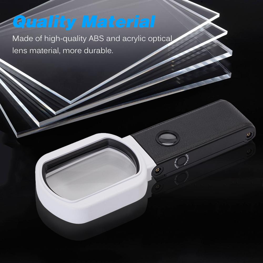 Handheld Magnifier Multifunctional Magnifying Glass 10X/25X Adjustable Magnification Foldable