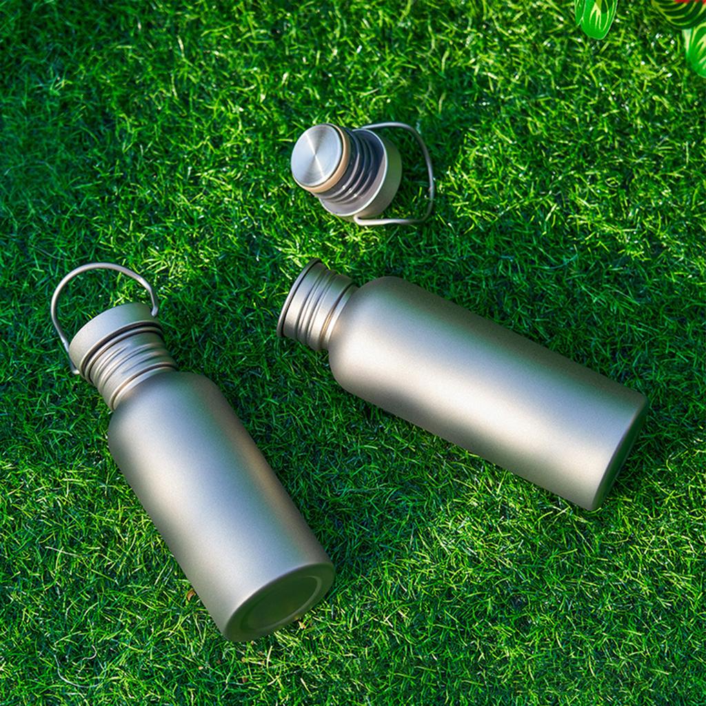 Titanium Waterfles Outdoor Kampeerfles Sport Fietsen Wandelen Waterfles met Deksel Brede Mond Water Drinkfles