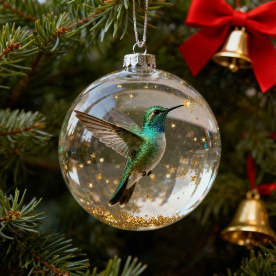 Nature's Birds Crystal Glass Ornament Clear Plastic Bird Christmas Ball Ornament Xmas Tree Memorial Gifts for Holiday Indoor Home Decor