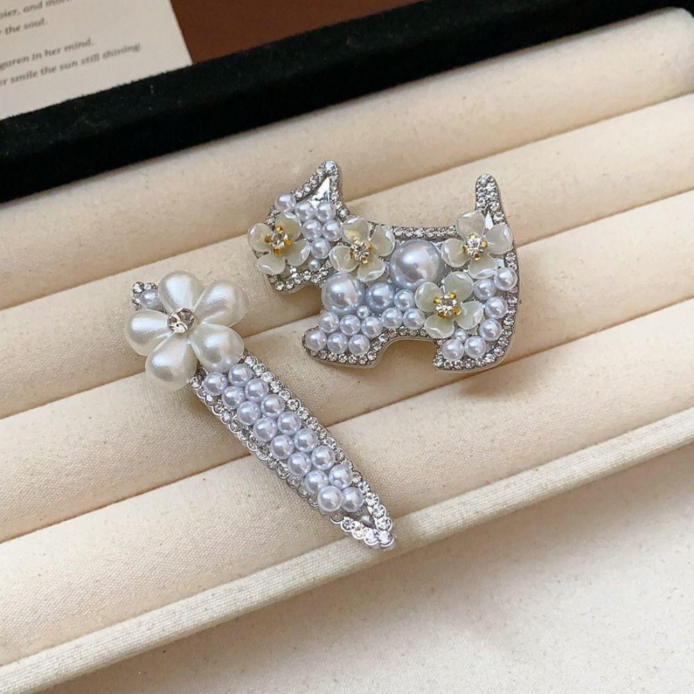 Zircon Pearl Flower Hair Clip Cute Cute Puppy Hair Clip Sweet Rhinestone Hairpin  Girl