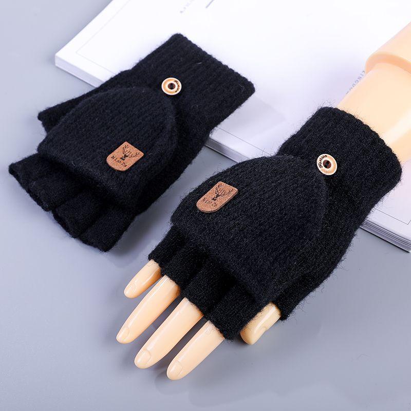 Knitted Fingerless Gloves Winter Thicken Warm Touch Screen Gloves For Men Women Gloves Warm Half Finger Student Gloves