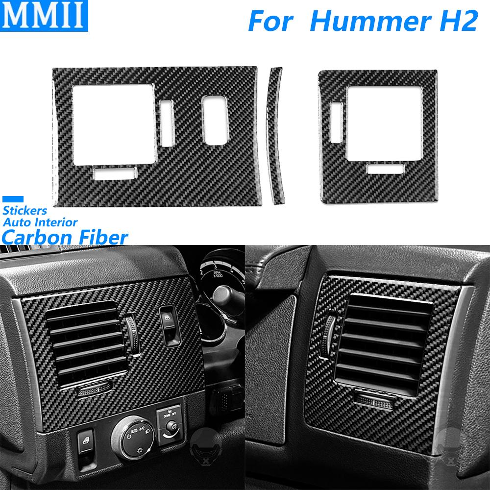 For Hummer H2 2008 2009 Carbon Fiber Dashboard Both Side Air Conditioning Outlet Vent Panel Trim Cover Car Accessories Sticker