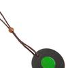 Volcanic Lava Energy Stone Pendant Green Core Promote Circulation Adjustable Round Shape Negative Ion Necklace