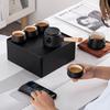 Black Ceramic Side Handle Teapot Travel Car Luxury Portable Cup Outdoor Storage Box Kung Fu Tea Set