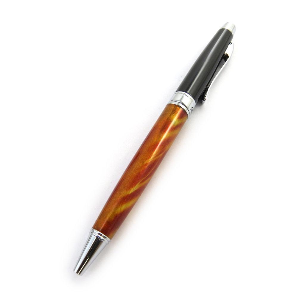Les Trésors De Lily [M7766] - Stylo créateur 'Académie' ambre noir argenté - 14 cm