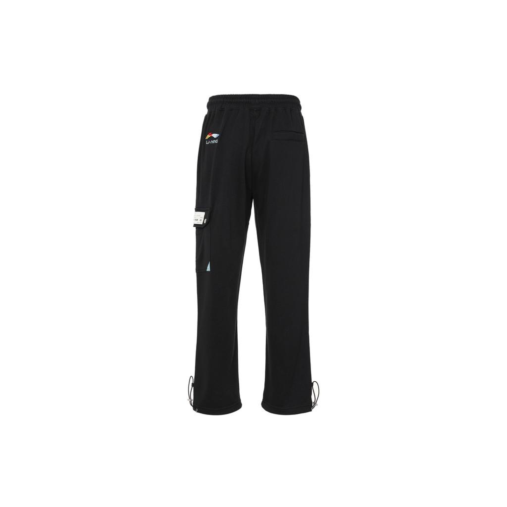 Li-Ning SS22 Basketball Series CJ McCollum Loose Straight Knit Sports Pants Men Bottoms Black AKLRF57-2
