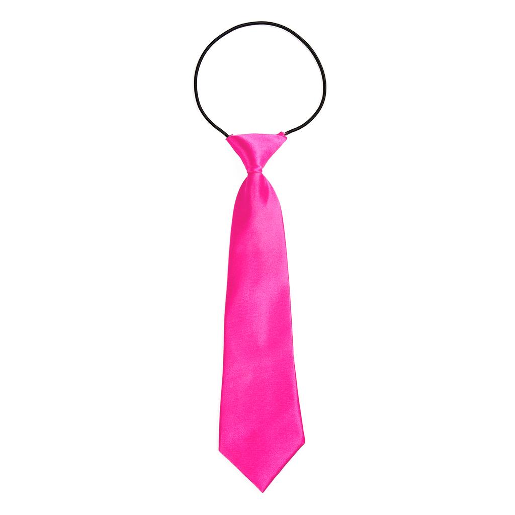 Solid Color Satin Kids Elastic Tie, Pre-tied Lazy Children Necktie, Uniform Accessory for Boys Girls School Daily Birthday Formal Occasion