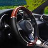 Leather Wood Grain Steering Wheel Cover Good Grip Accessories for Car Vehicle