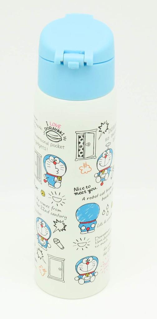 OSK Doraemon Stainless Steel Mug Insulates for Hot or Cold Gift Blue One-Push Bottle, 350ml, Drinks, Boxed, Lightweight, SBK-490P,