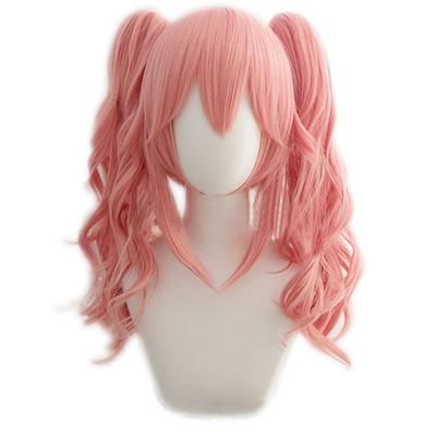 Cosplay Blossom Twin with Hair Curly Tokostum Wig 1 Bonus Item Heat-resistant Wig, Pink/peach Color, Semi-long, Tails, Clip-on Extensions, Hair, +