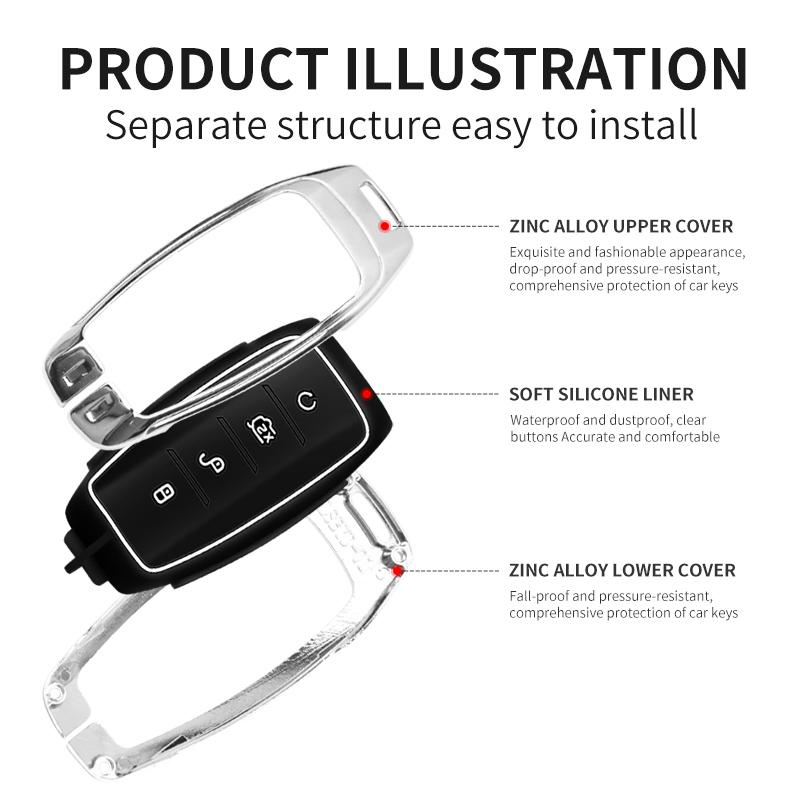 Alloy Car Key Case Cover Holder For Byd Second Song Pro Tang Dm Qin Plus Max Yuan Generation Atto 3 Han Ev Dolphin Accessories