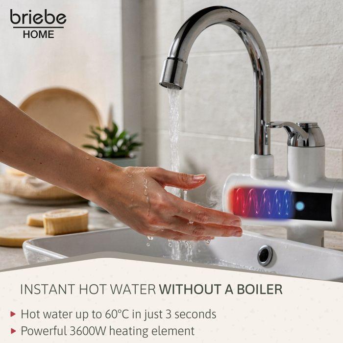 Robinet Chauffe-eau Instantané à Poser, Eau Chaude Immédiate pour Camping Briebe IH1200 3600W Blanc