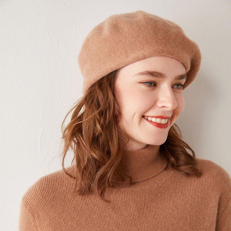 Versatile Cashmere Beret Retro Temperament Knitted Hat Wool Women's New Soft Sticky Hat