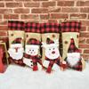 Christmas Stockings 18" Burlap Plaid Fireplace Hanging Stockings 3D Plush Santa Claus/Snowman/Reindeer Large Xmas Stockings for Holiday Party Decor