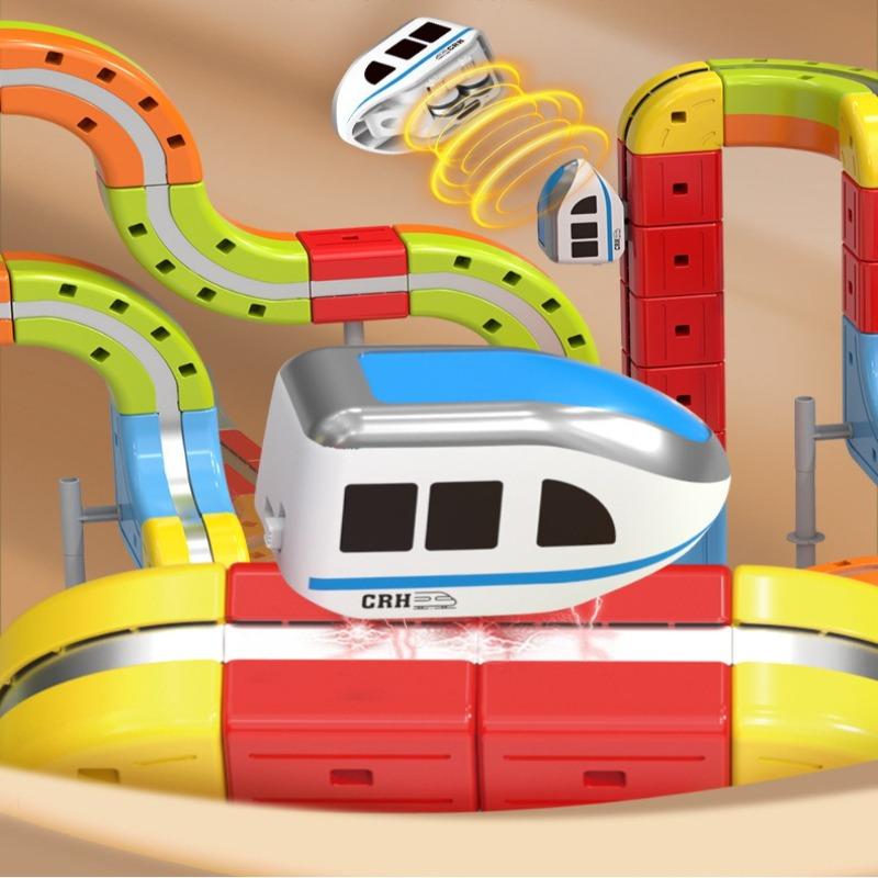 DIY Cube Track Electric Magnetic 3D Tracks Train for Kids Cube Trains STEM Montessori Toy Vehicle Gravity Maze Toy Learning Set