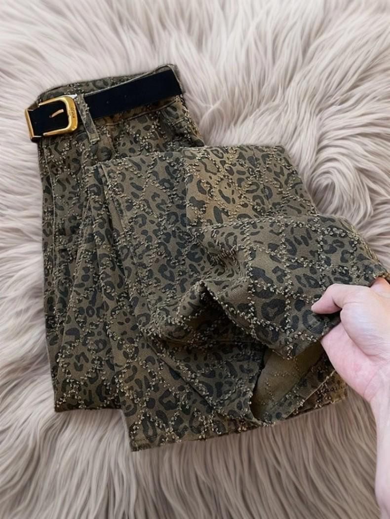 

Women s High Street Leopard Print Floor-Length Slimming Jeans - 2026 Spring Collection XL (57-62kg) цветной печати леопарда
