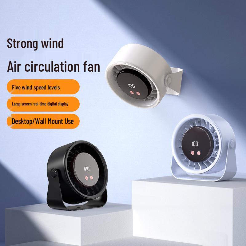 Rechargeable High-Speed Quiet Turbo Fan: Wall-Mountable & Desktop Use for Kitchen or Bathroom