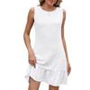 Women's Summer Solid Color Crew Neck Back Lace-up Sleeveless Vest Dress