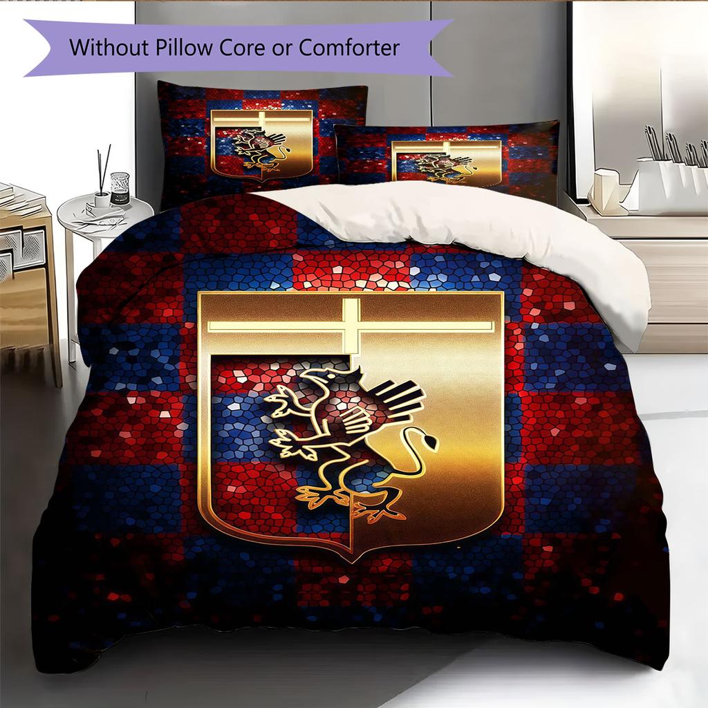 Genoa C.F.C. Logo Bedding Quilt Set Quilt Cover Pillowcase Home Decoration Birthday Gift (1 * Duvet Cover + 2 * Pillowcase, Without Core)